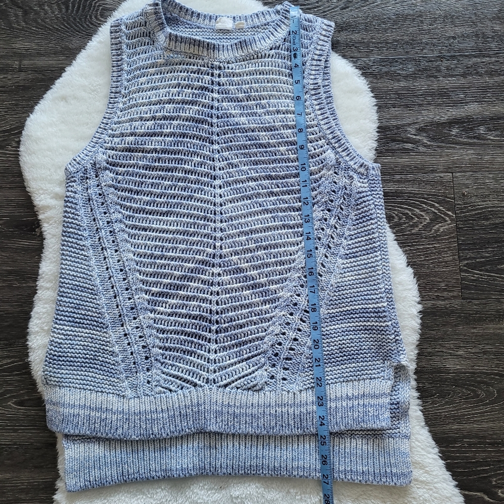 GAP Ombrè Sleeveless Cotton Cheveron Knit Tank With In Blue Marled Yarn Size M - Picture 4 of 8